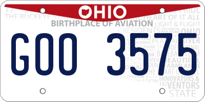 OH license plate GOO3575