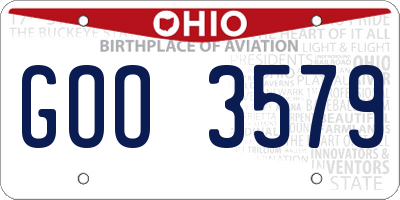 OH license plate GOO3579