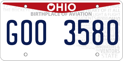 OH license plate GOO3580