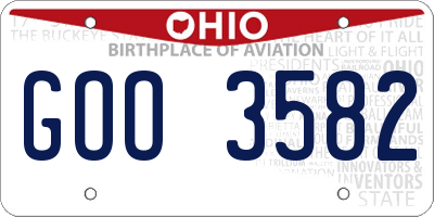 OH license plate GOO3582