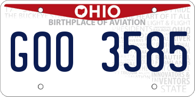 OH license plate GOO3585