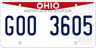 OH license plate GOO3605