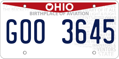 OH license plate GOO3645