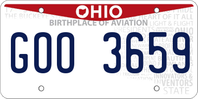 OH license plate GOO3659