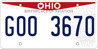 OH license plate GOO3670
