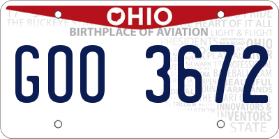 OH license plate GOO3672