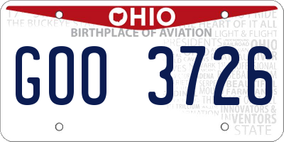 OH license plate GOO3726