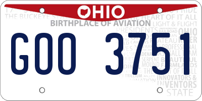 OH license plate GOO3751