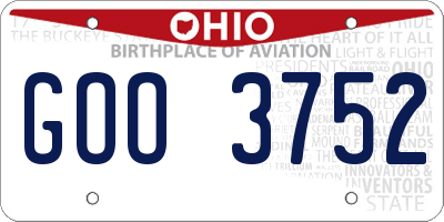 OH license plate GOO3752