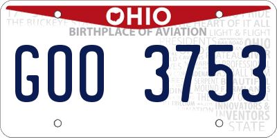 OH license plate GOO3753