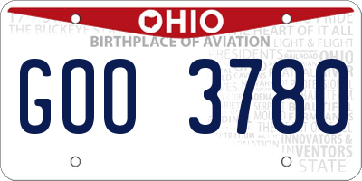 OH license plate GOO3780