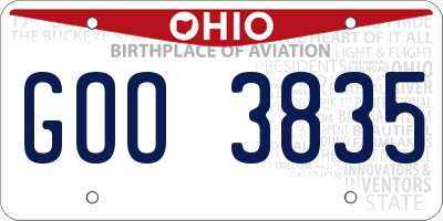 OH license plate GOO3835