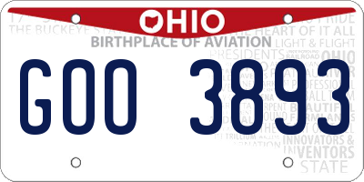 OH license plate GOO3893
