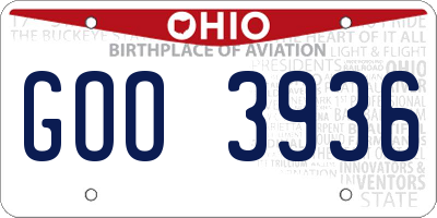 OH license plate GOO3936