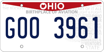 OH license plate GOO3961