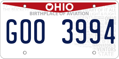 OH license plate GOO3994
