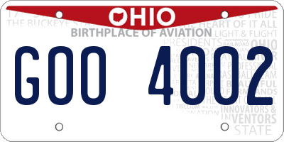 OH license plate GOO4002