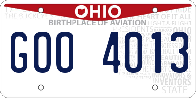 OH license plate GOO4013