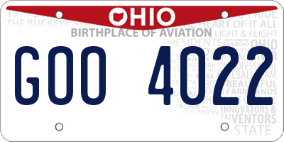 OH license plate GOO4022