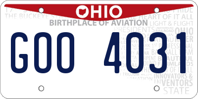 OH license plate GOO4031
