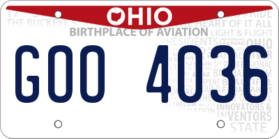 OH license plate GOO4036