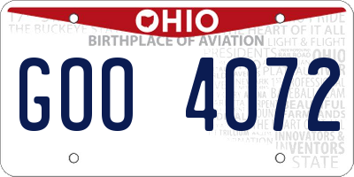 OH license plate GOO4072