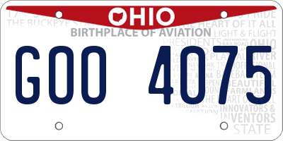 OH license plate GOO4075