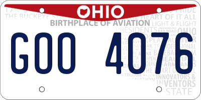 OH license plate GOO4076