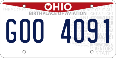 OH license plate GOO4091