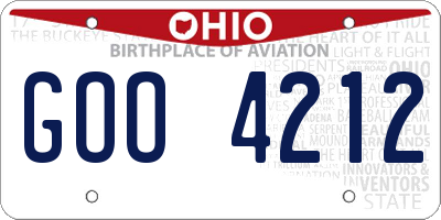 OH license plate GOO4212