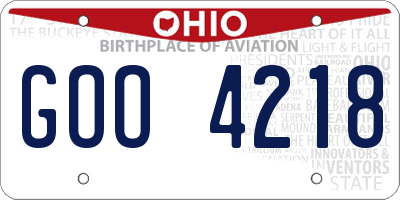 OH license plate GOO4218