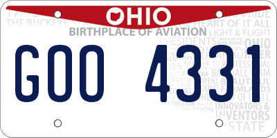 OH license plate GOO4331