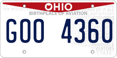 OH license plate GOO4360
