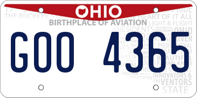 OH license plate GOO4365