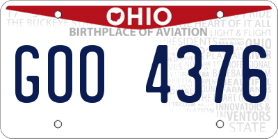 OH license plate GOO4376