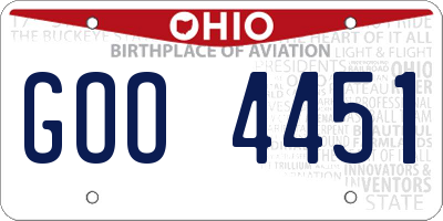 OH license plate GOO4451