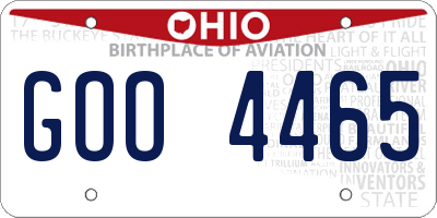 OH license plate GOO4465