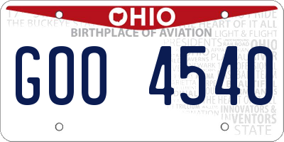 OH license plate GOO4540