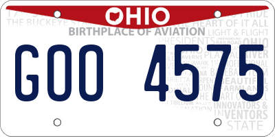 OH license plate GOO4575