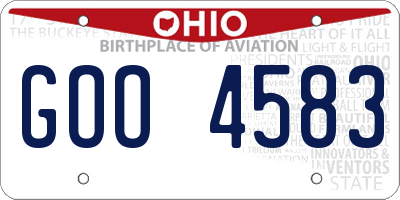 OH license plate GOO4583