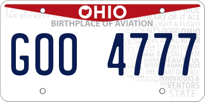 OH license plate GOO4777