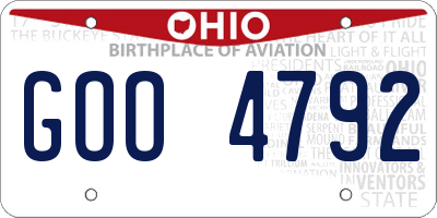 OH license plate GOO4792