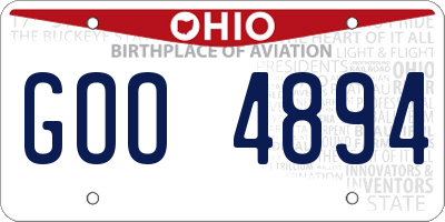 OH license plate GOO4894