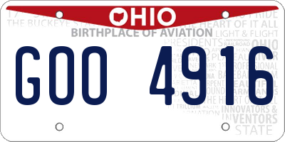 OH license plate GOO4916