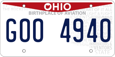OH license plate GOO4940