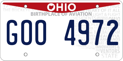OH license plate GOO4972