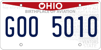 OH license plate GOO5010