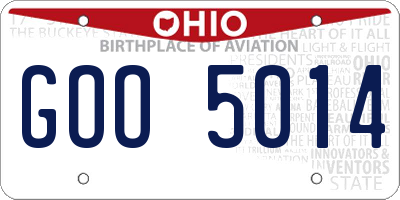 OH license plate GOO5014