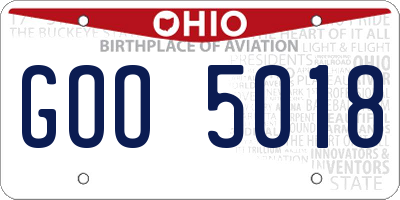OH license plate GOO5018