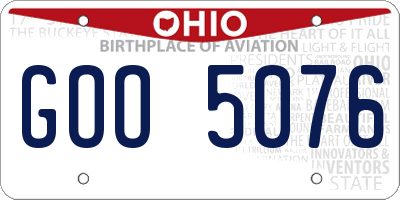 OH license plate GOO5076